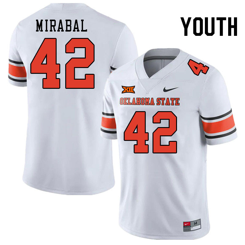 Men #42 Grant Mirabal Oklahoma State Cowboys College Football Jerseys Stitched Sale-White